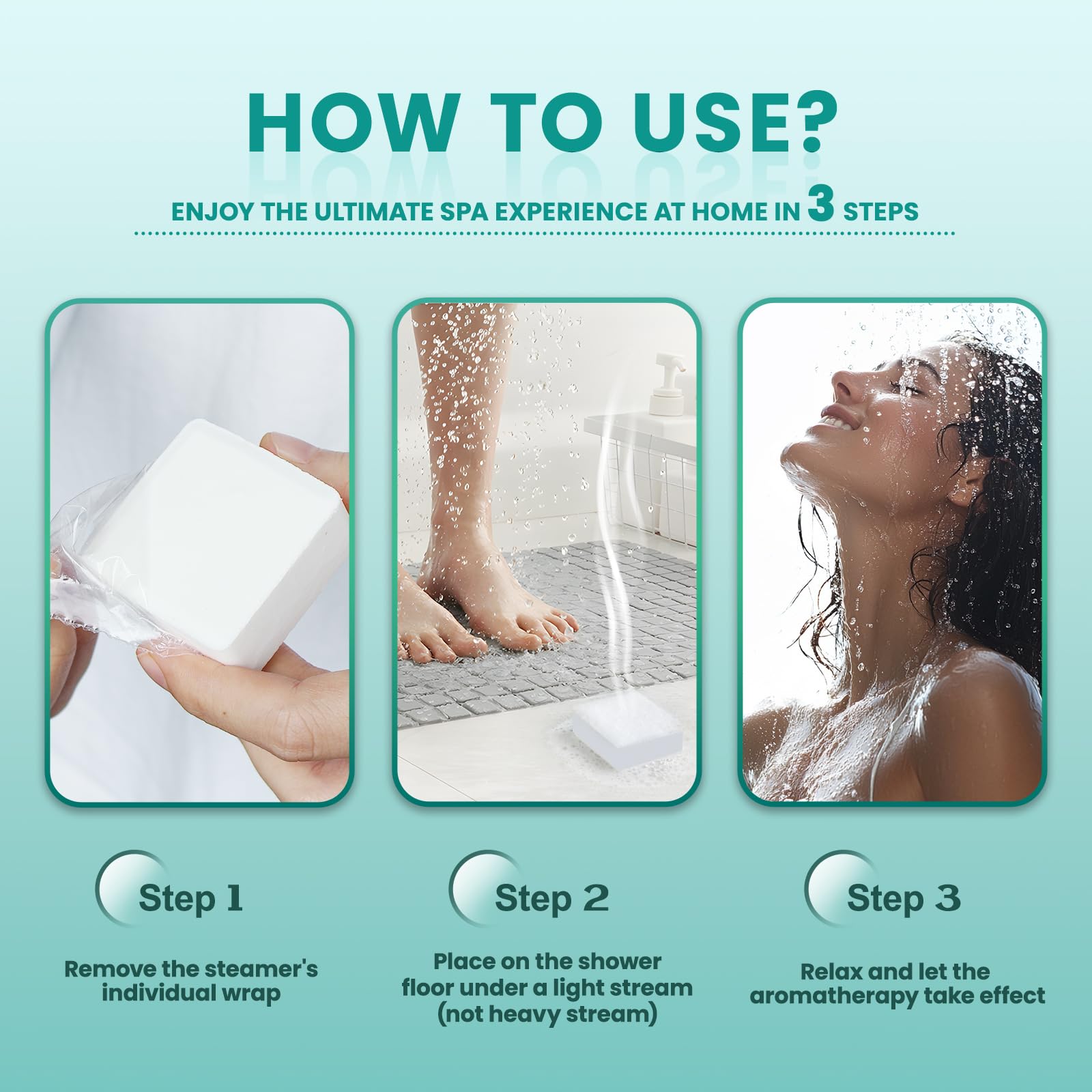 LIUCED steamers in shower creating spa-like atmosphere