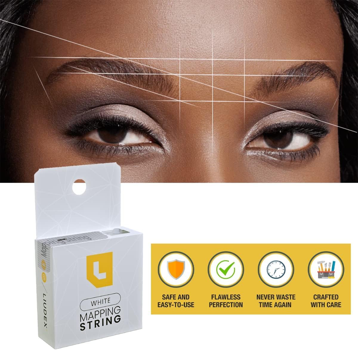 LIUDEX brow mapping lines help plan symmetrical shapes for PMU.