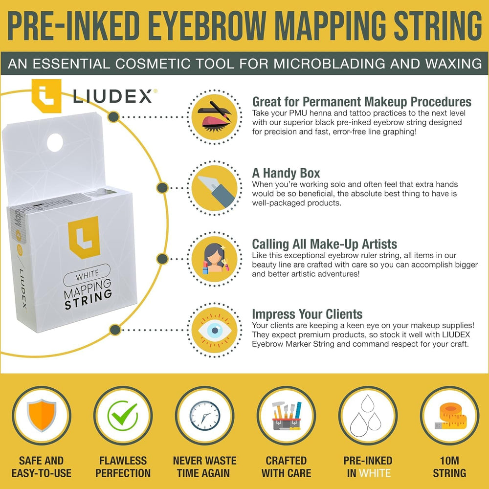LIUDEX pre-inked white brow marker supports quick, accurate mapping.