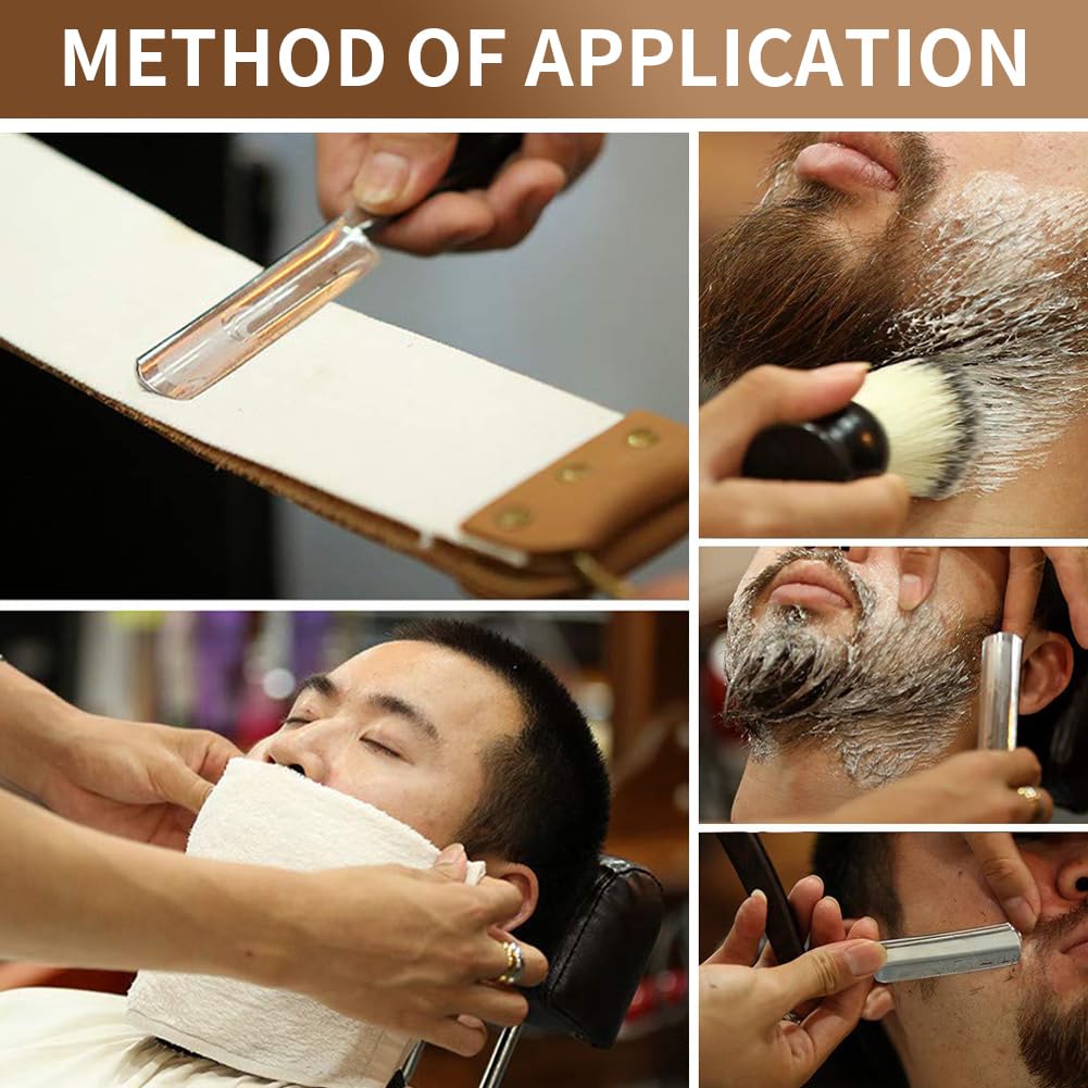 Shave-ready straight razor shown in packaging for home grooming or barber use.