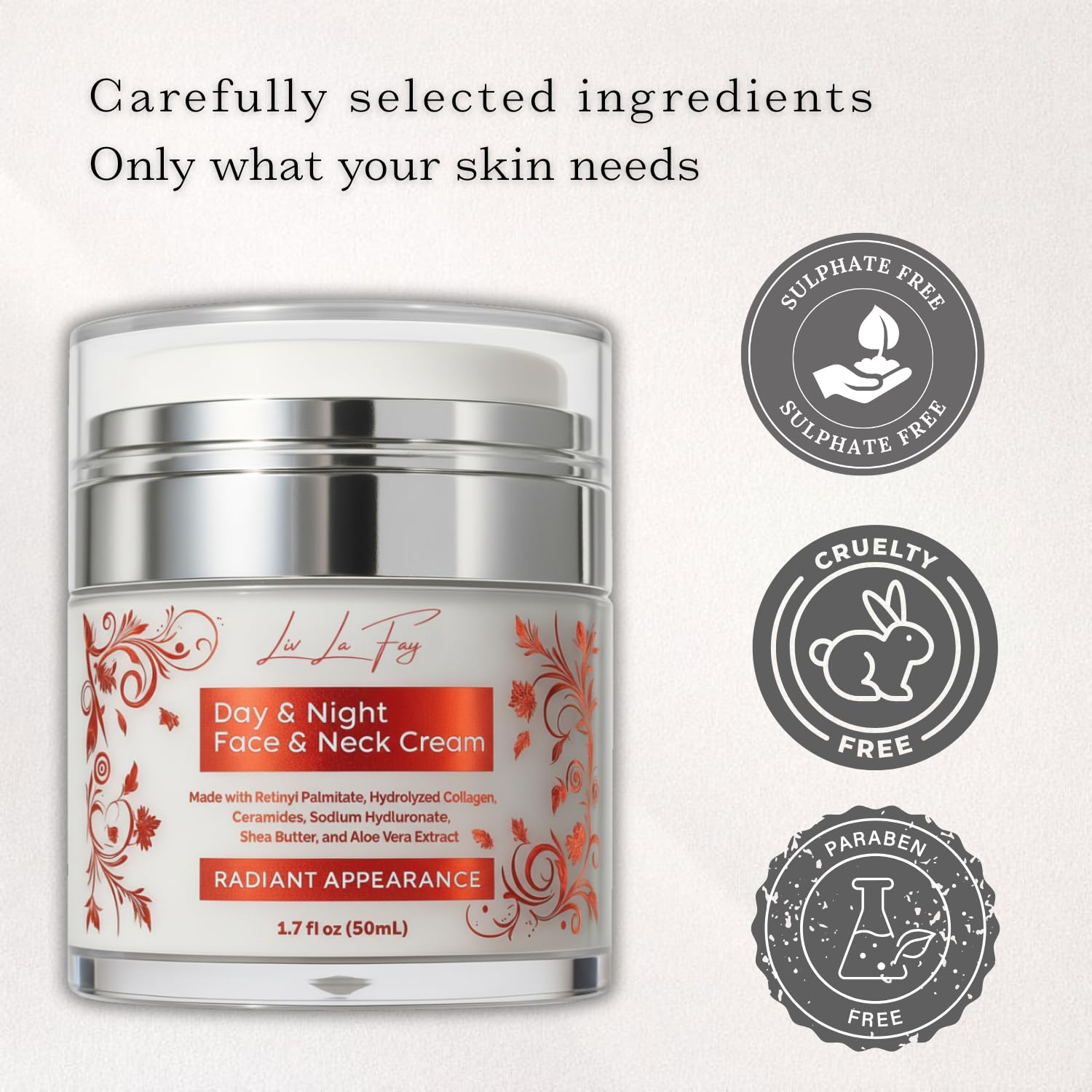 Liv La Fay anti-aging cream jar close-up highlighting elegant design