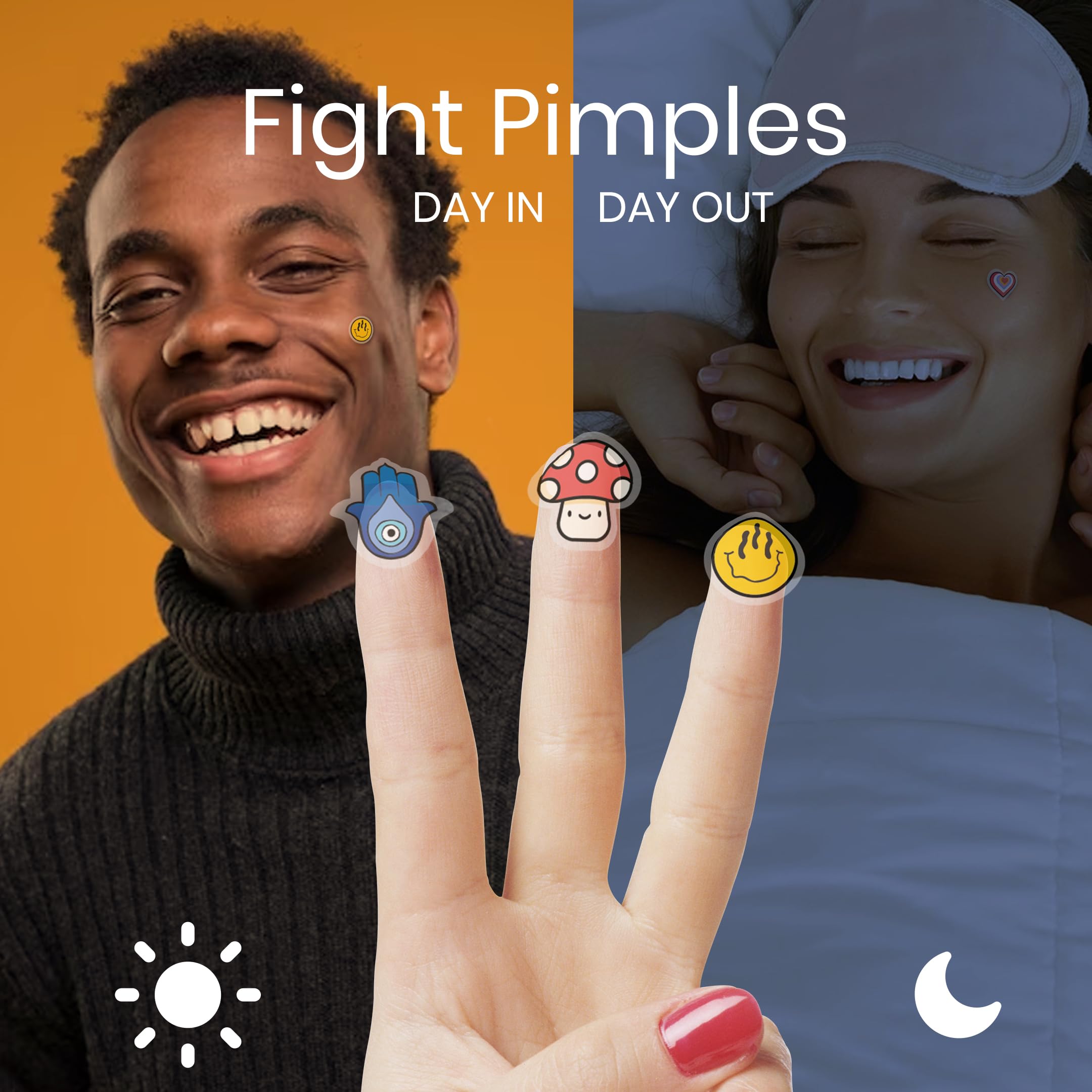 LivaClean 14mm patch on face demonstrating discreet overnight blemish care.