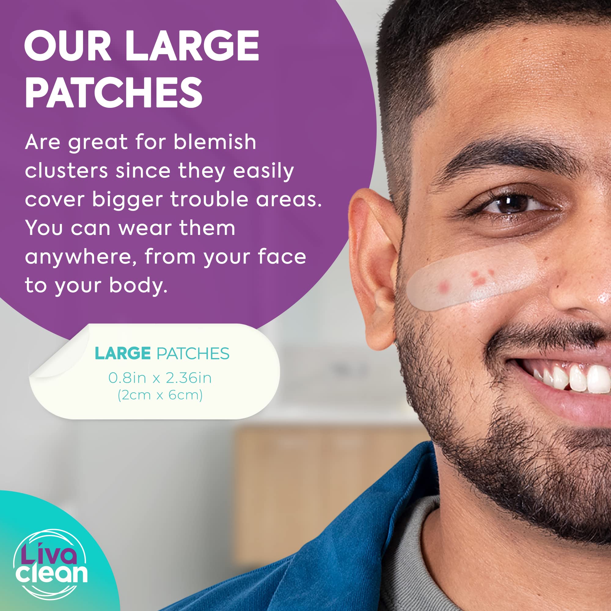 LivaClean hydrocolloid patch is discreet and transparent for day or night wear.