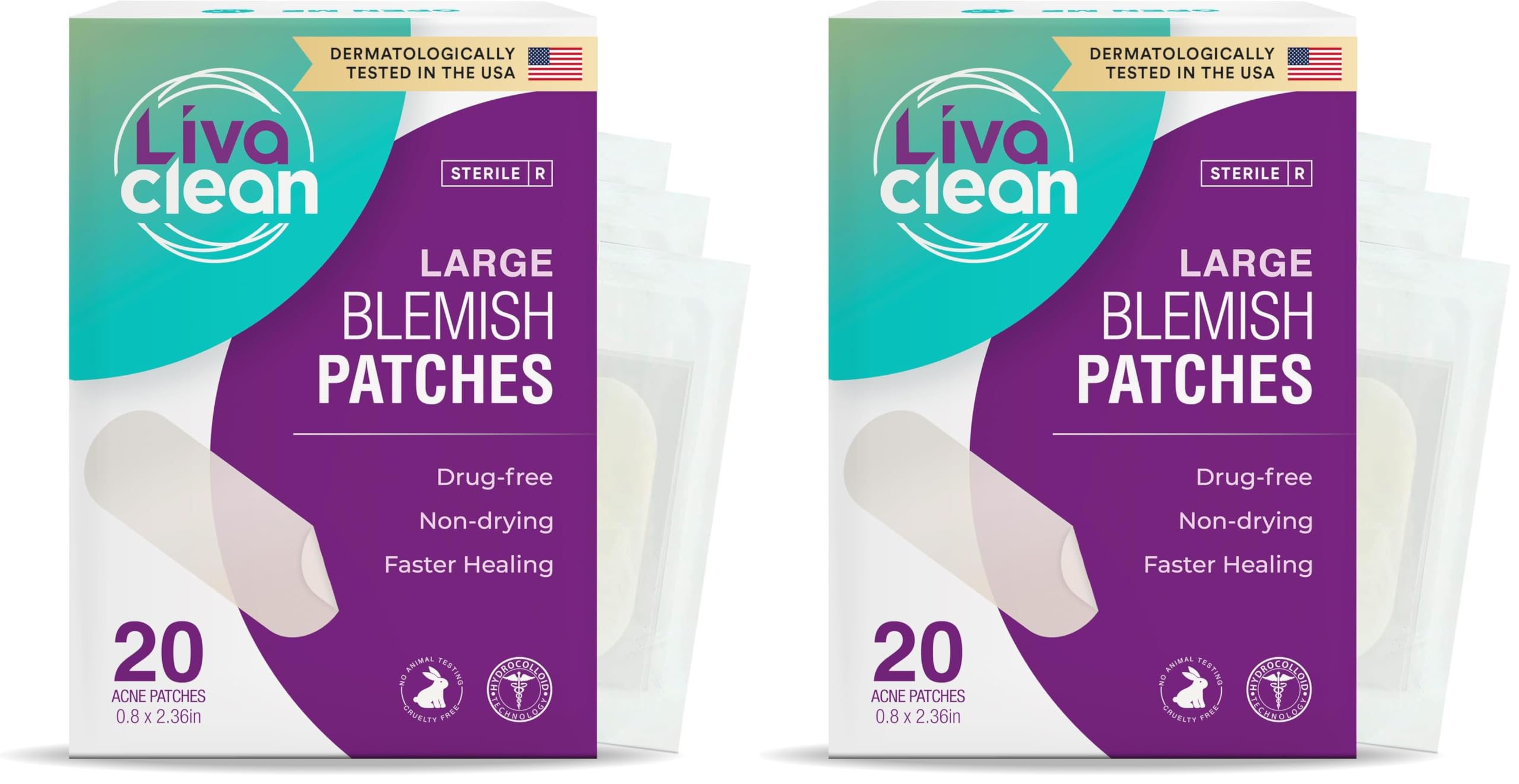 LivaClean large blemish patch for the nose area offers discreet overnight blemish care.