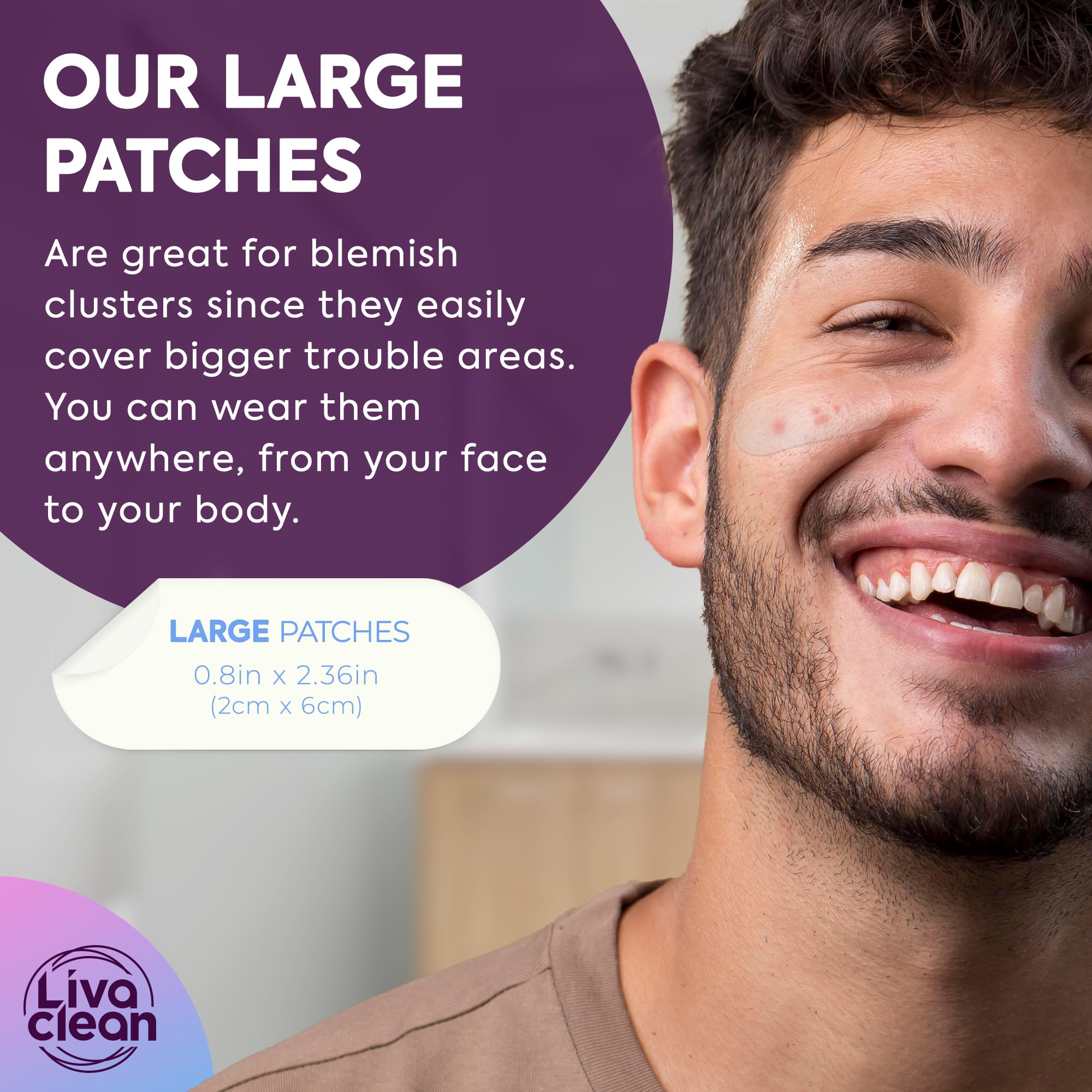 LivaClean patch trimmed for forehead precision