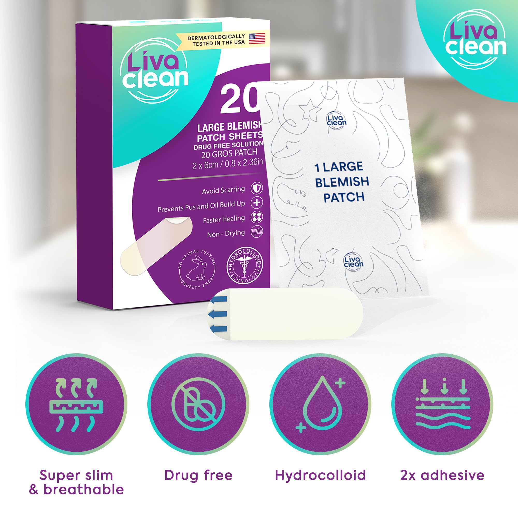 LivaClean patch fits under masks to reduce friction and irritation.