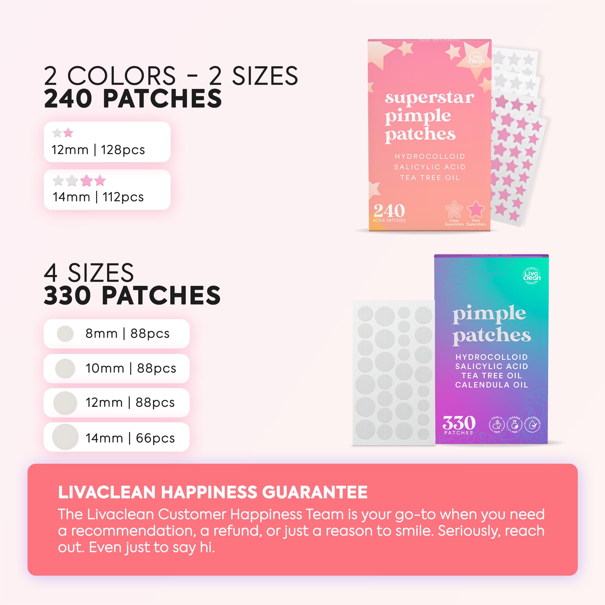 LivaClean round hydrocolloid patches visible on skin absorb oils.