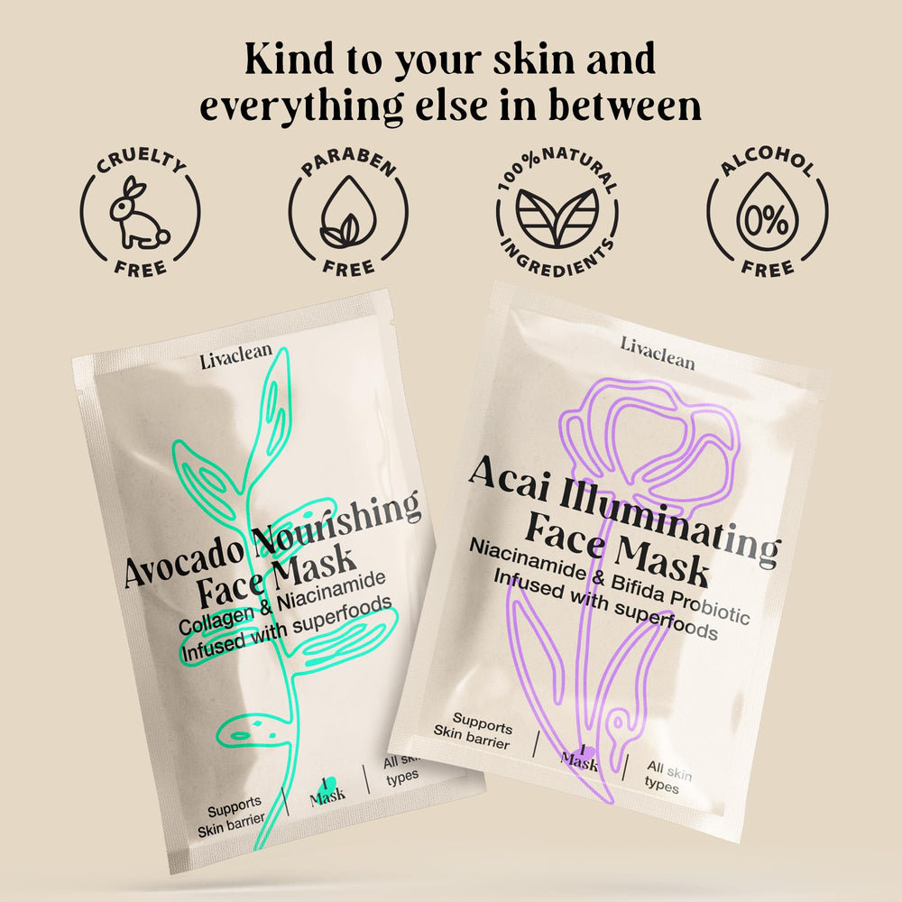 LivaClean sheet-mask texture close-up displays smooth, comfortable coverage.