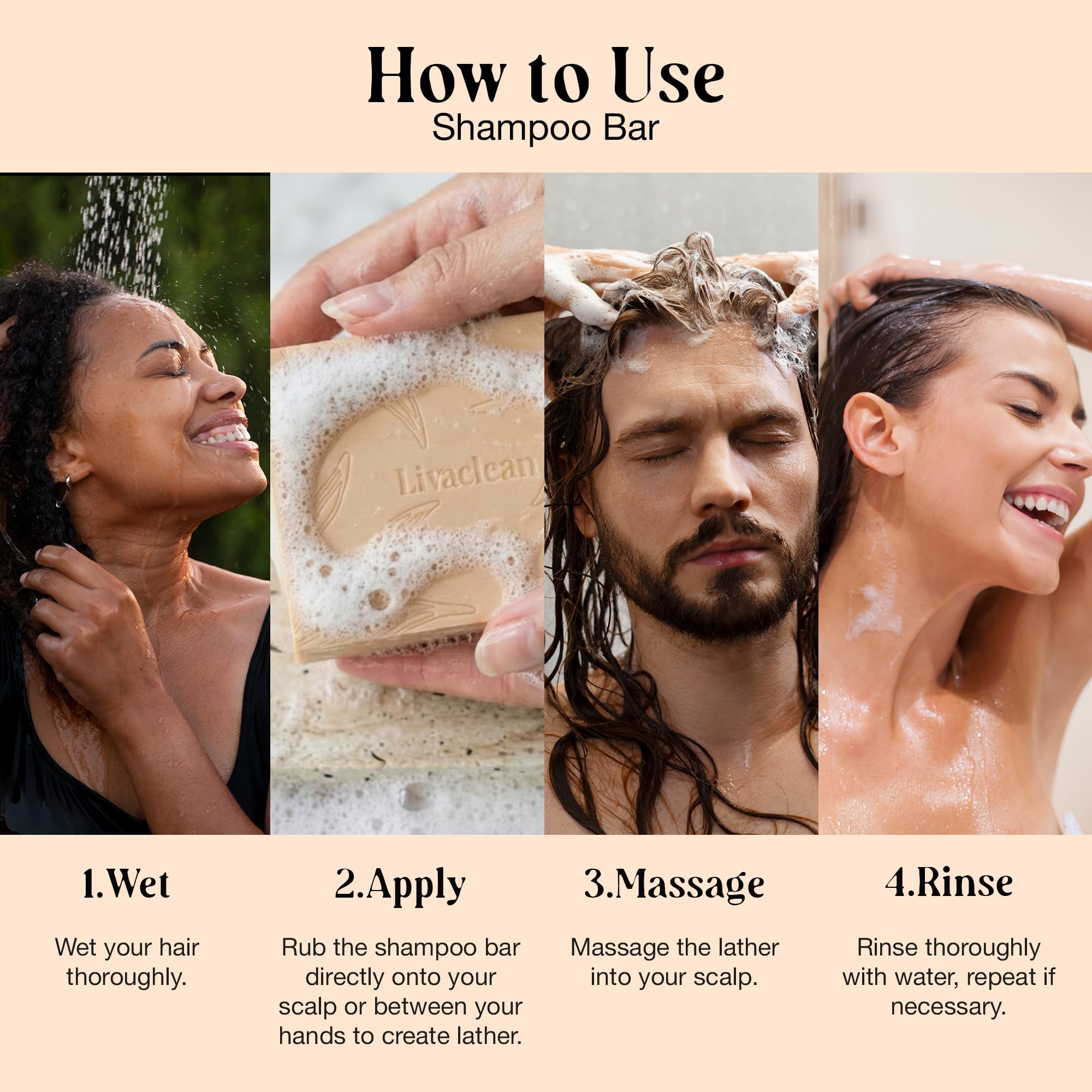 LivaClean spirulina and matcha shampoo bar ingredients for scalp vitality