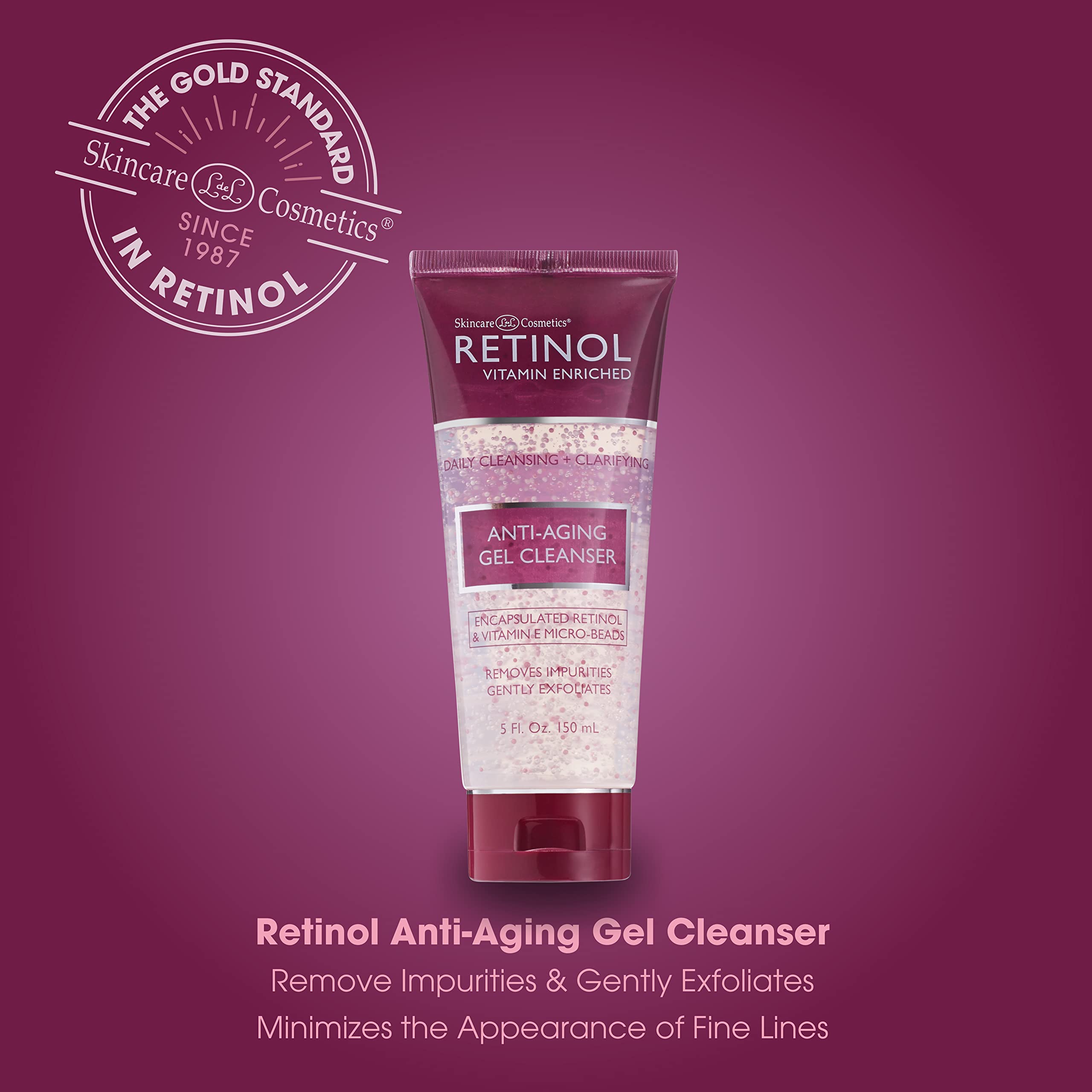 LIVAURA Retinol Gel Cleanser micro beads close-up show exfoliation.