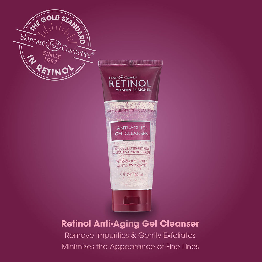 LIVAURA Retinol Gel Cleanser micro beads close-up show exfoliation.