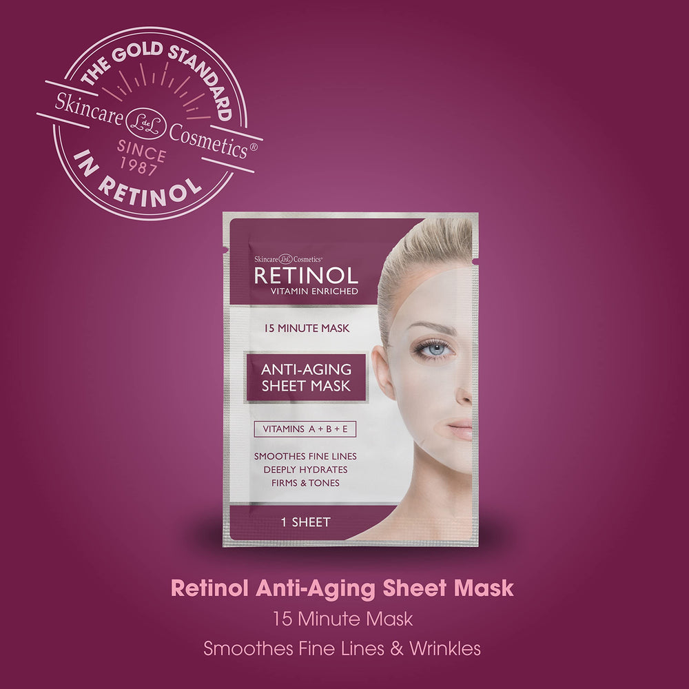 LIVAURA packaging showcases retinol anti-aging sheet mask.