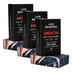 Live Bearded bar soap with charcoal and pumice delivers exfoliation for a deeper clean.