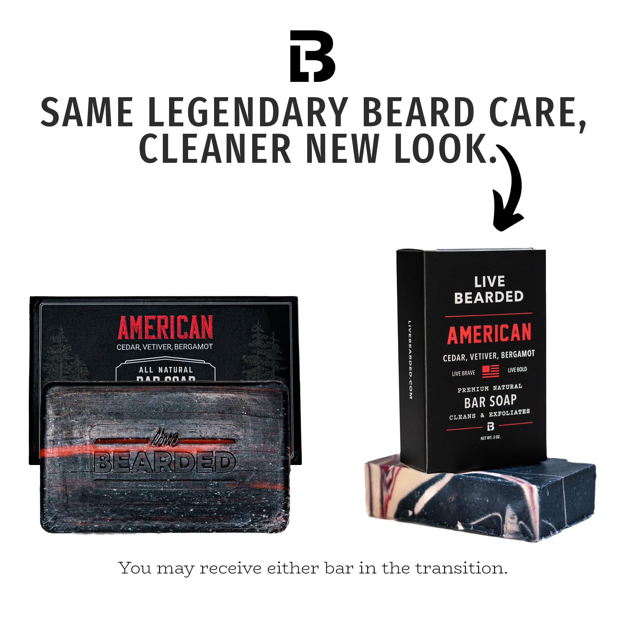 Live Bearded bar soap with shea butter moisturizes and softens skin.