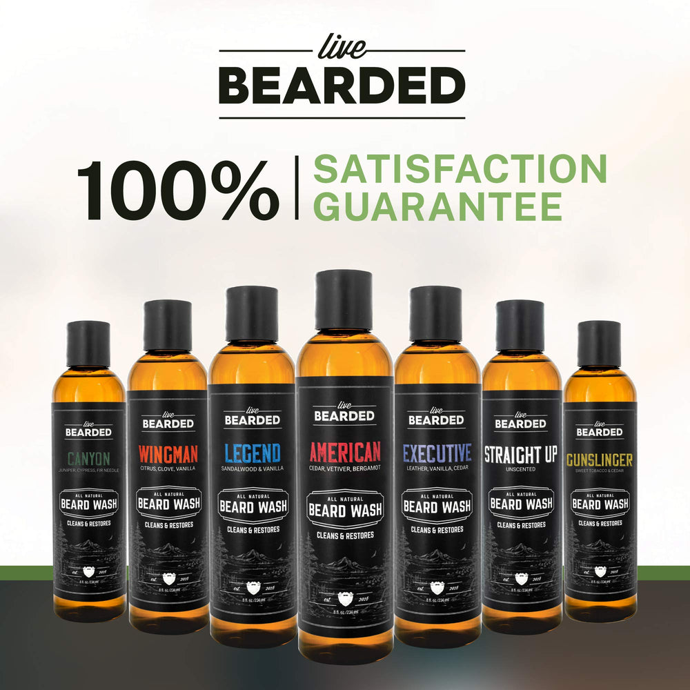Lifestyle setup showing grooming routine with beard care products.
