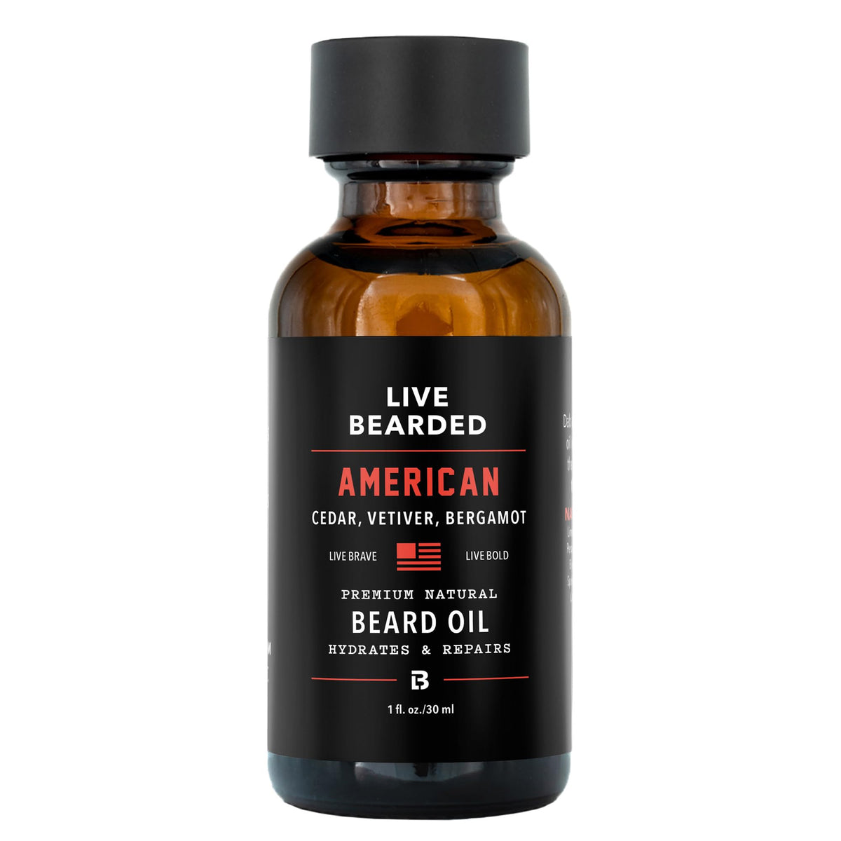 Live Bearded beard oil bottle, 1 oz, premium hydration