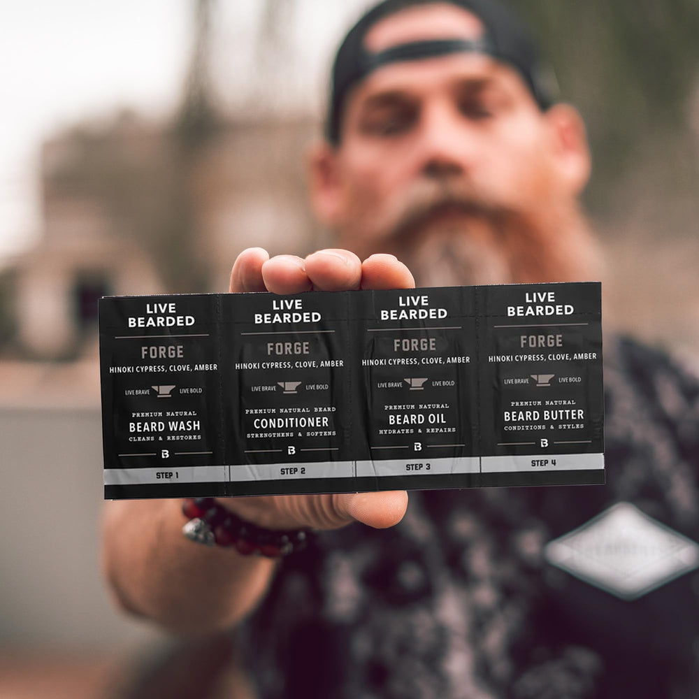 Live Bearded beard wash bottle for a refreshing cleanse.