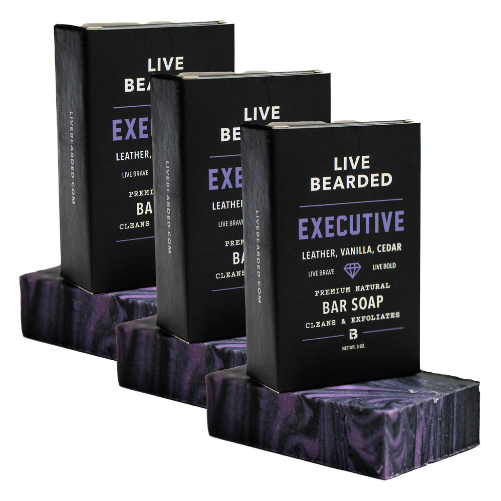 Live Bearded Executive scent bar soap front view for bold cleansing