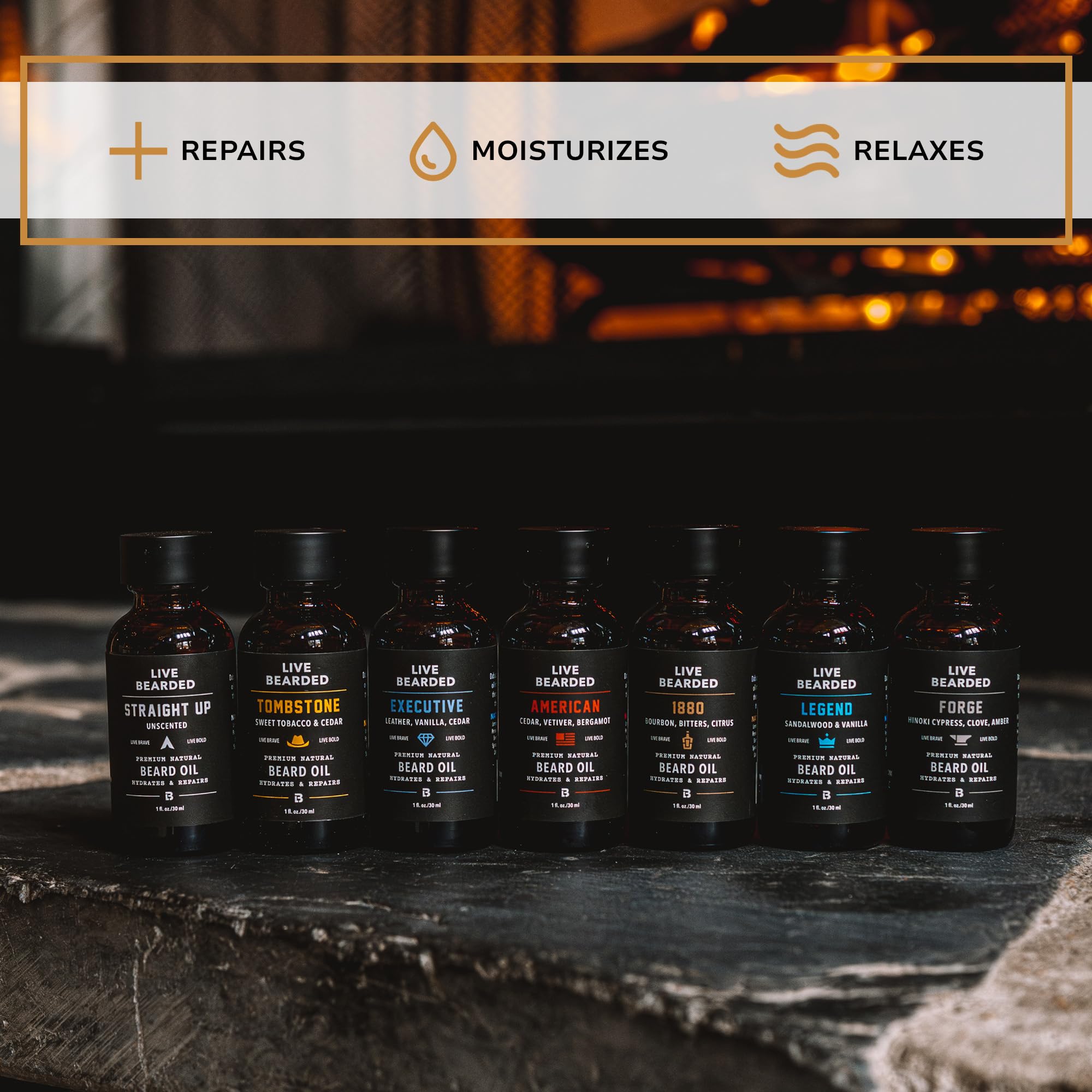 Live Bearded Tombstone Oil applied to beard to seal moisture.