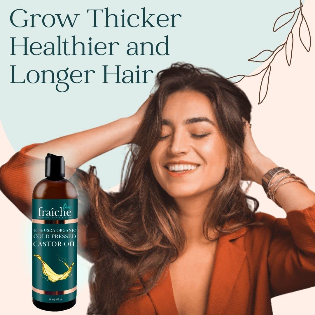 Live Fraiche Castor Oil hair-treatment showing smoother, shinier hair