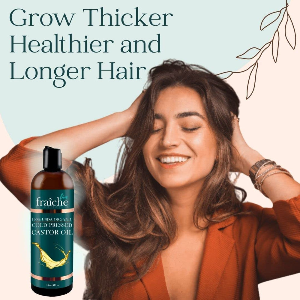 Live Fraiche Castor Oil hair-treatment showing smoother, shinier hair