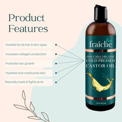 Live Fraiche Castor Oil hexane-free label emphasizing natural skincare