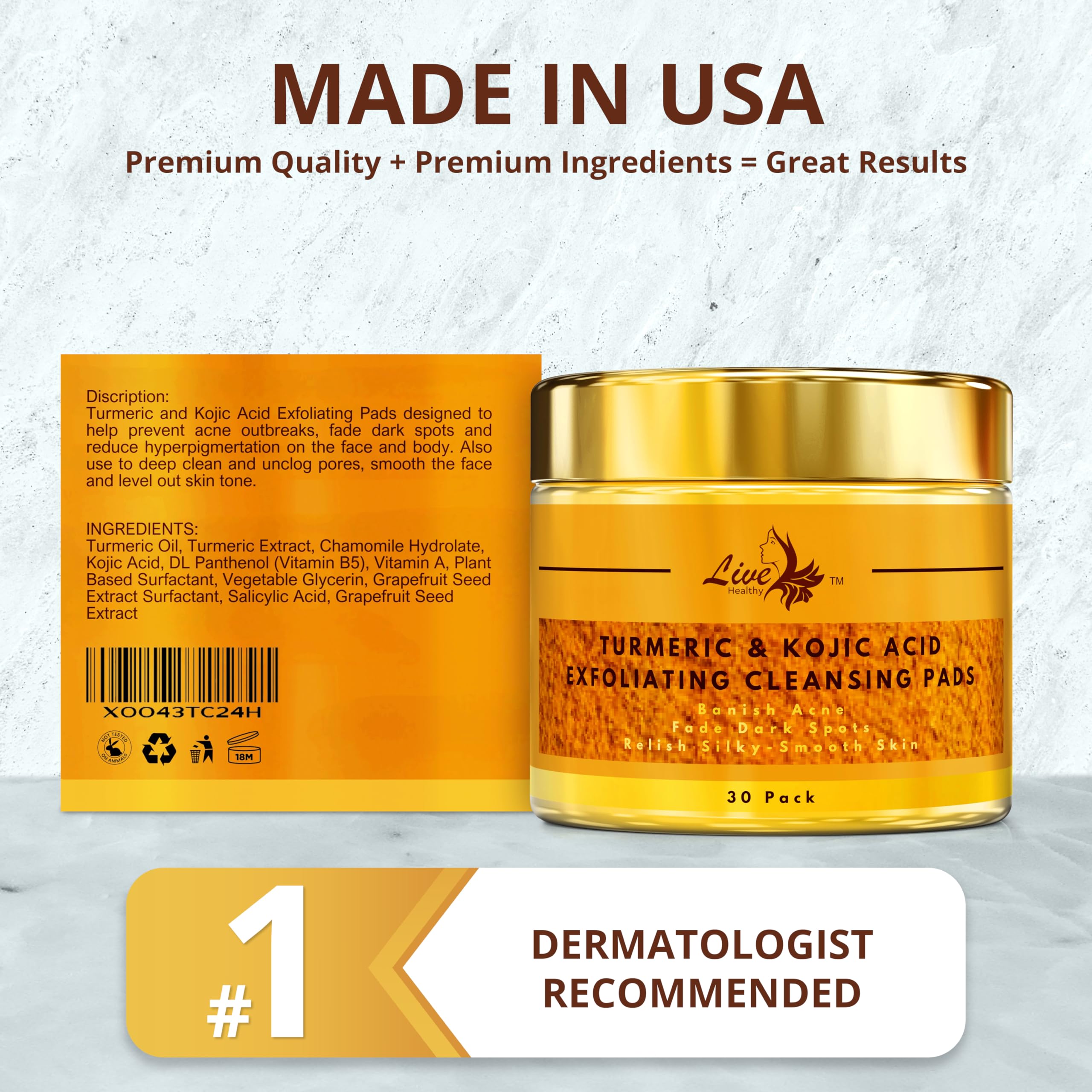 Daily regimen with Live Healthy Kojic Turmeric Pads for consistency