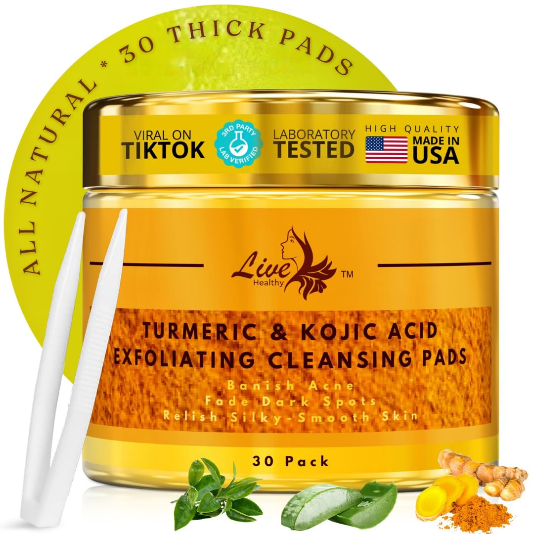 Live Healthy Kojic Turmeric Pads packaging for daily use and routine