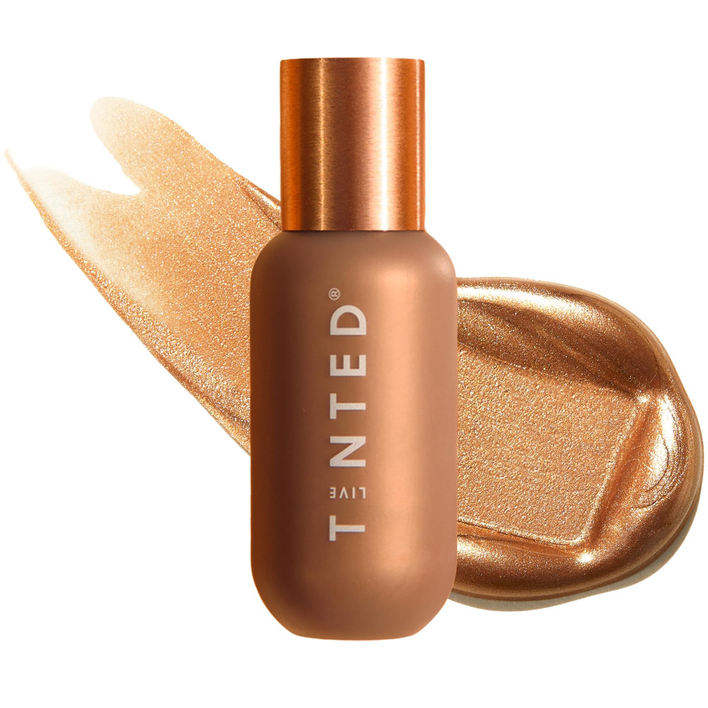 Live Tinted Hueglow bottle on skin shows dewy radiance