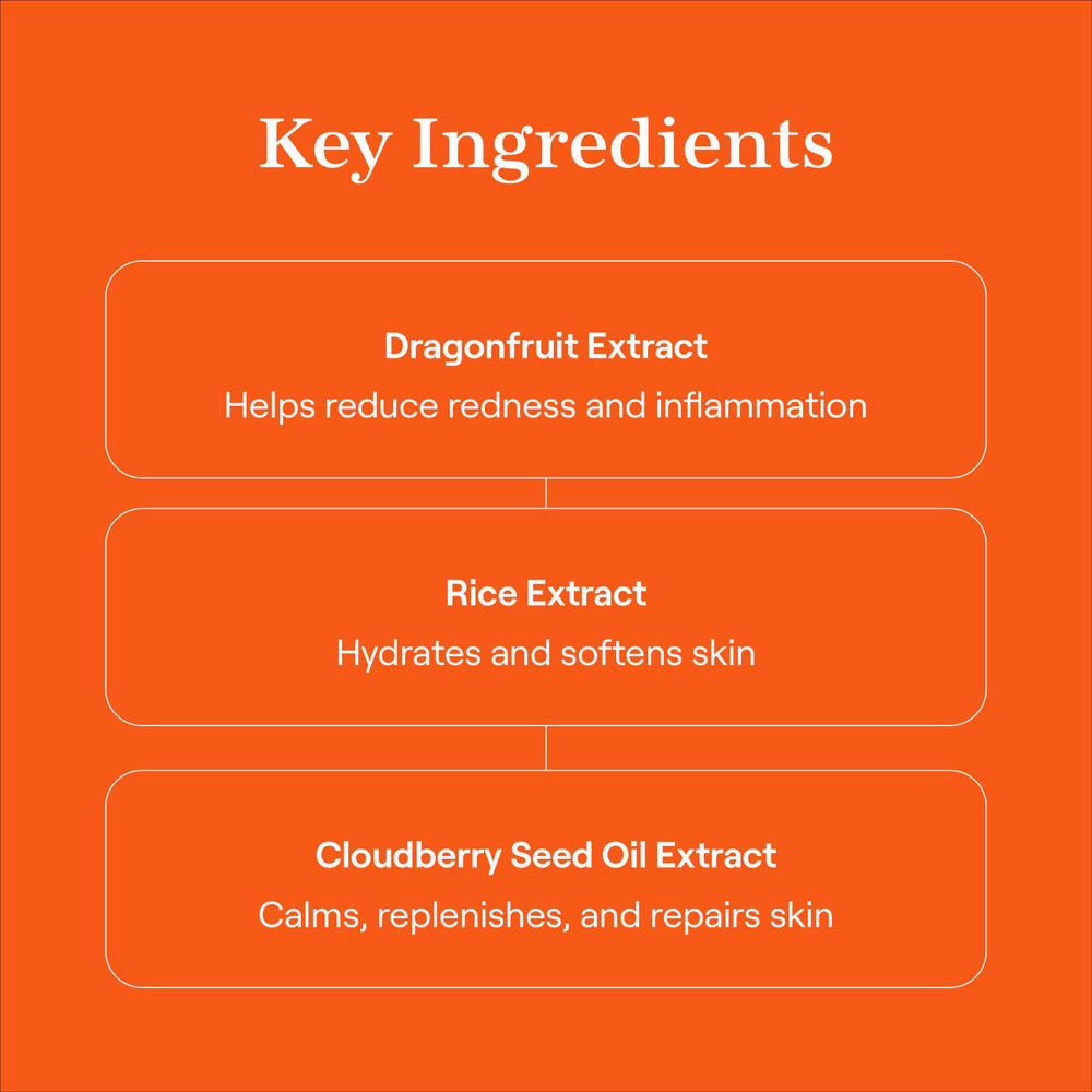 Hueguard with cloudberry and dragon fruit nourishes and soothes.