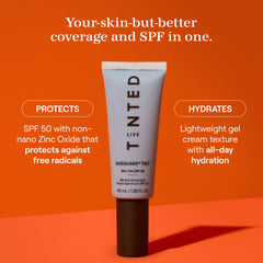 Live Tinted Hueguard shows no white-cast finish, giving a natural glow for everyday wear.