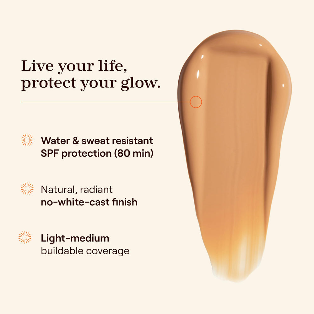 Live Tinted Hueguard Skin Tint 08 pump highlights easy mess-free application on the go