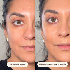 Live Tinted Hueguard Skin Tint 08 skin swatches reveal radiant finish with no white cast
