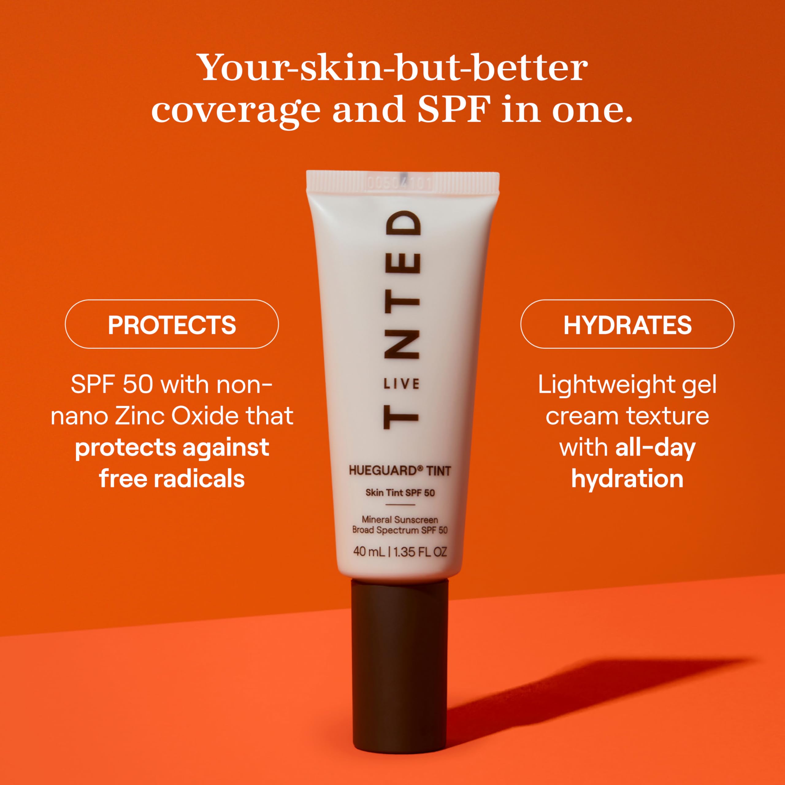 Live Tinted Hueguard texture swirl demonstrates buildable coverage for a natural glow