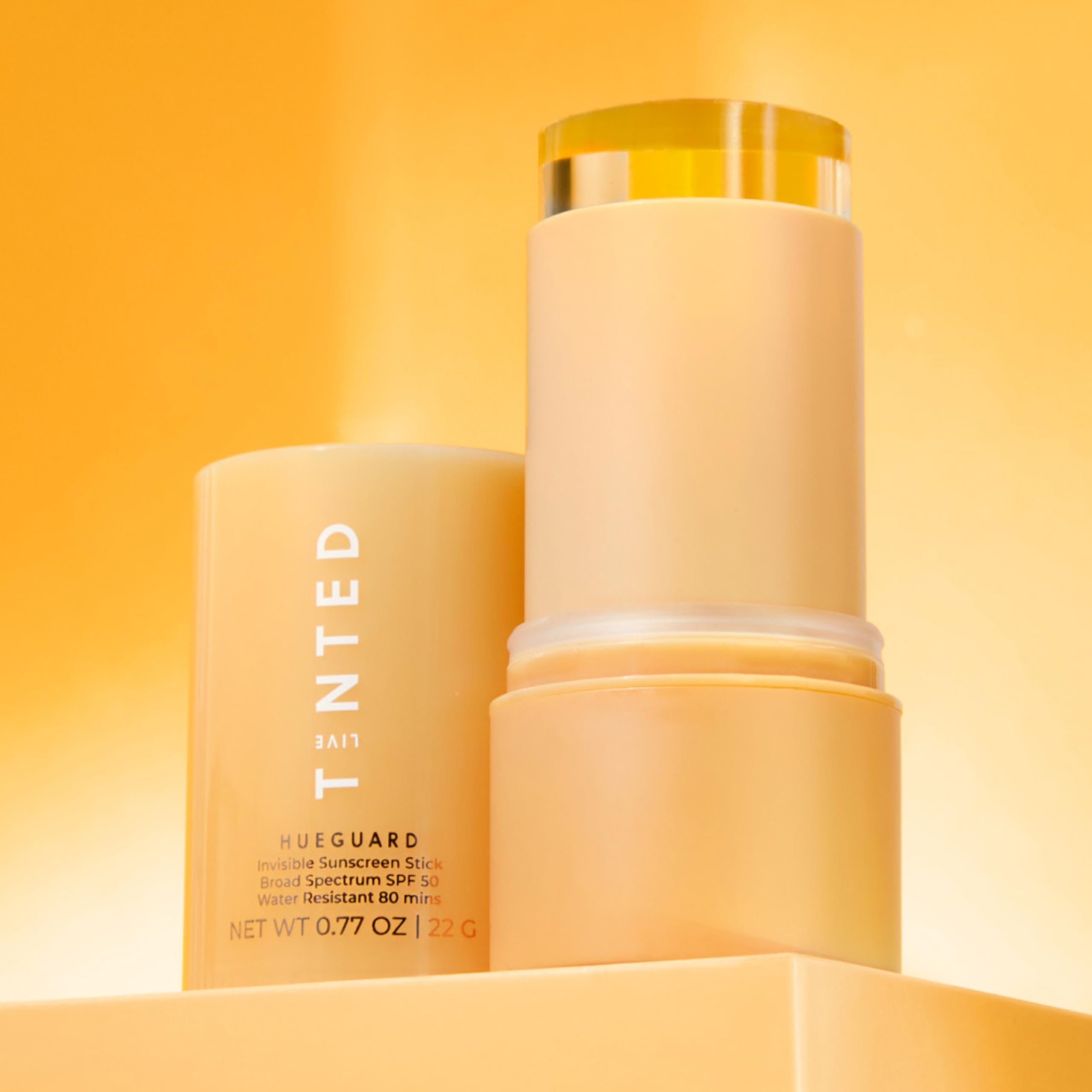 Hueguard water-resistant formula stands up to sweat and splashes.