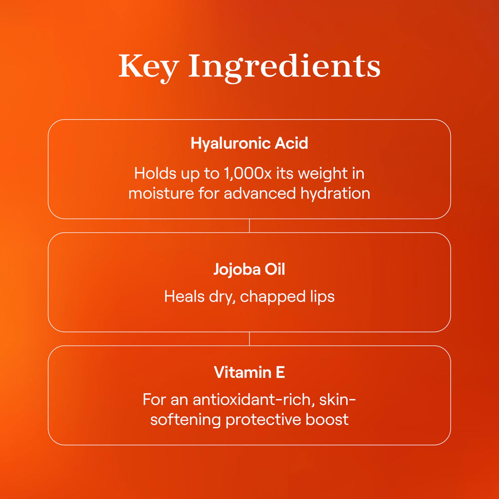 Live Tinted Huelip highlights hyaluronic acid hydration for lips.