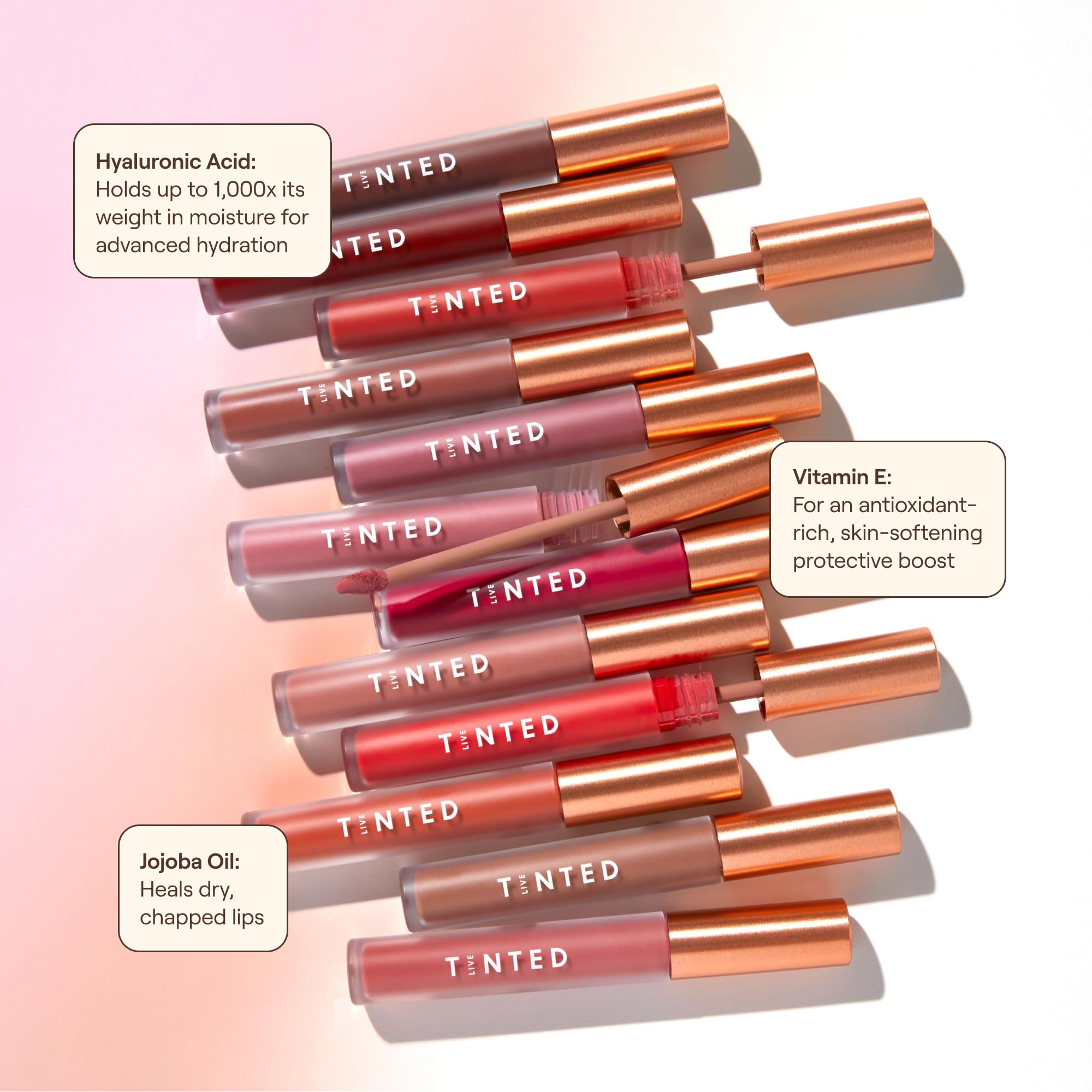 Live Tinted Huelip worn on lips with orangey red shade.