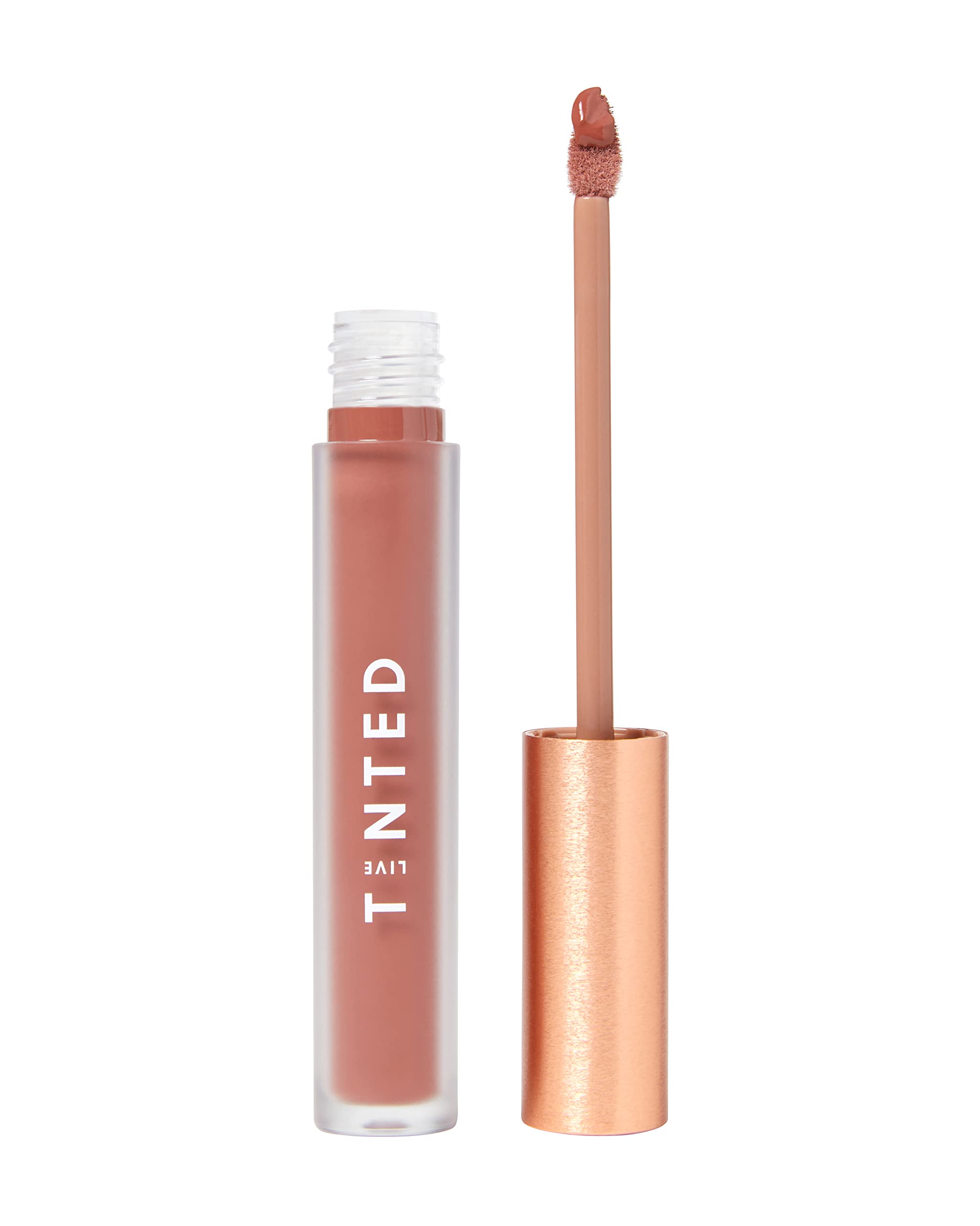 Live Tinted Huelip swatch showing warm brown shade and long-lasting color.