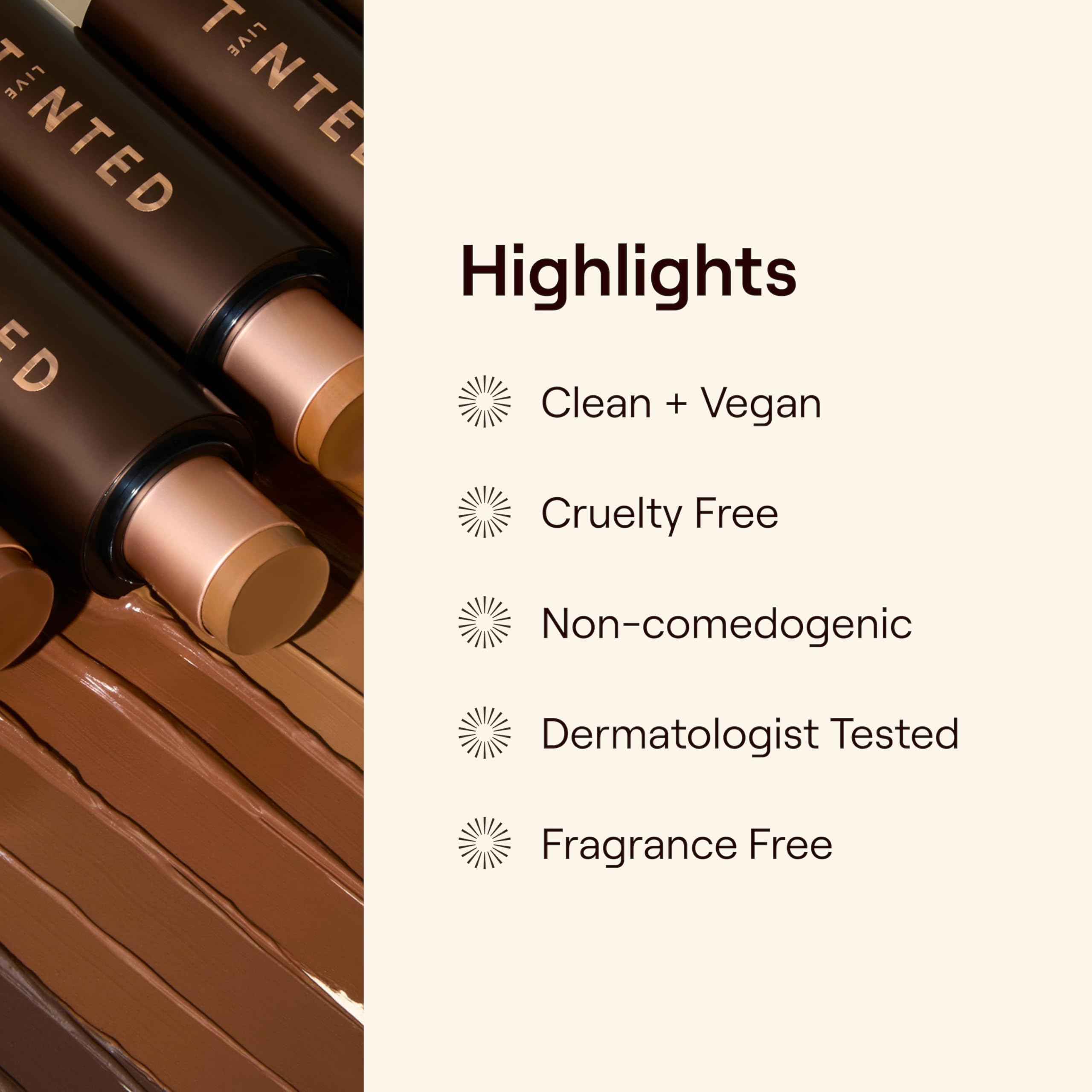 Live Tinted HUESTICK shade 18 supports even-toned coverage for medium-to-tan skin