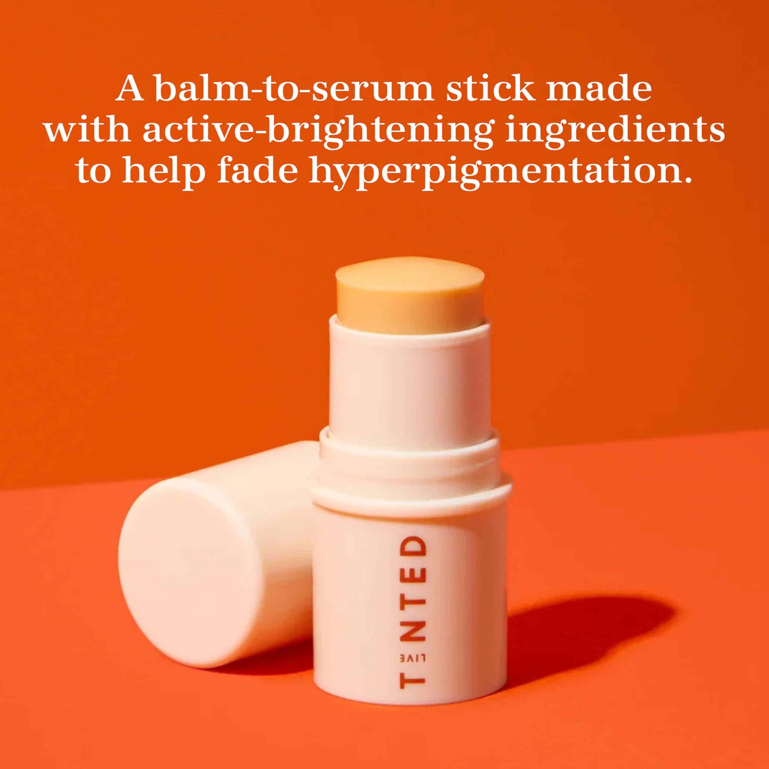 Live Tinted serum stick close-up shows balm-to-serum texture.
