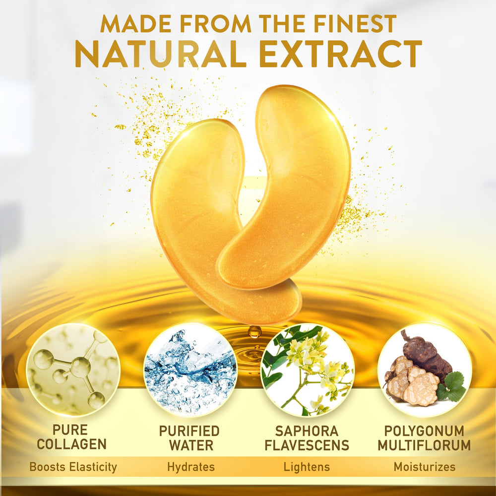 PatchRx Gold Under Eye Patches applied under the eyes for hydration and brightness