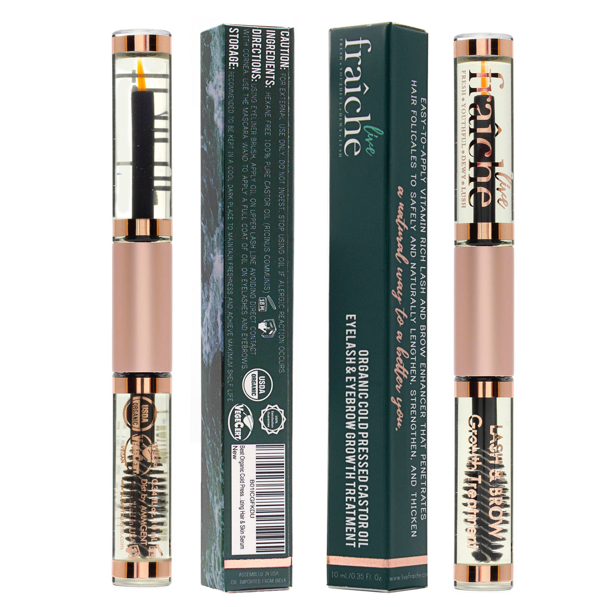 Live Fraiche lash serum tube double pack for healthier lashes and brows.
