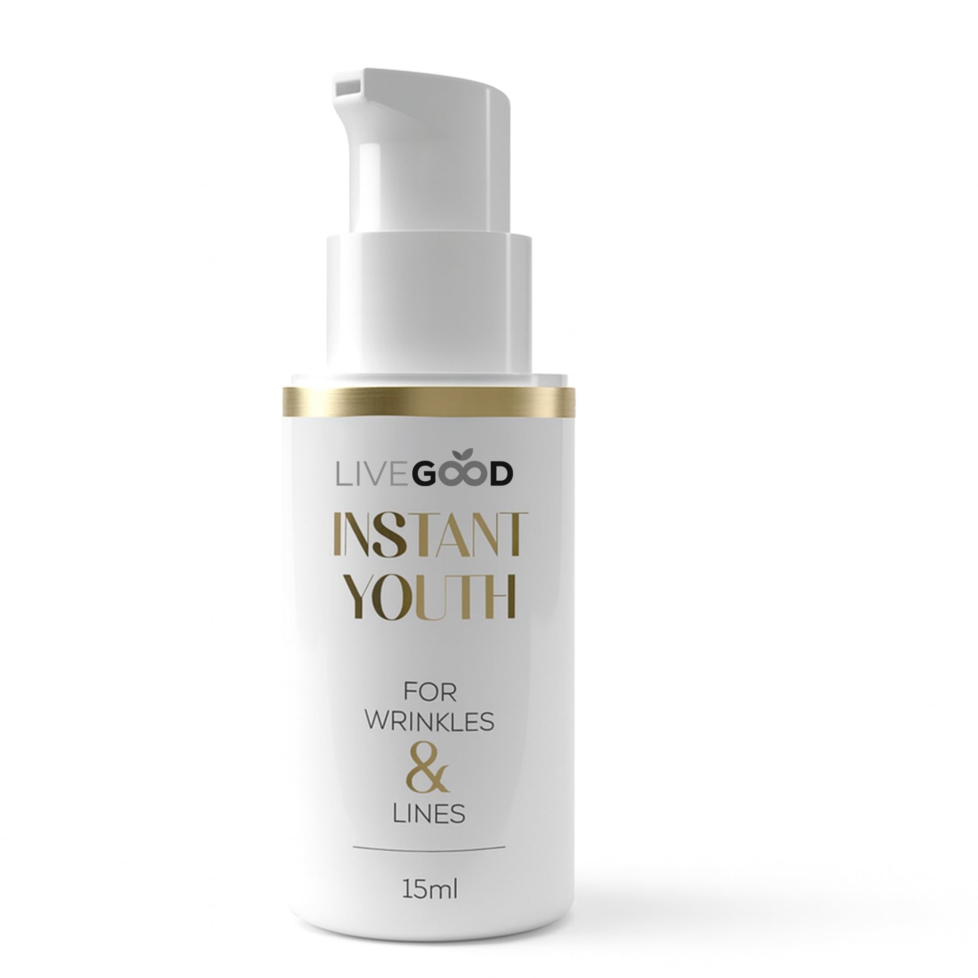 LiveGood Instant Youth is applied to fine lines for a visible lift.