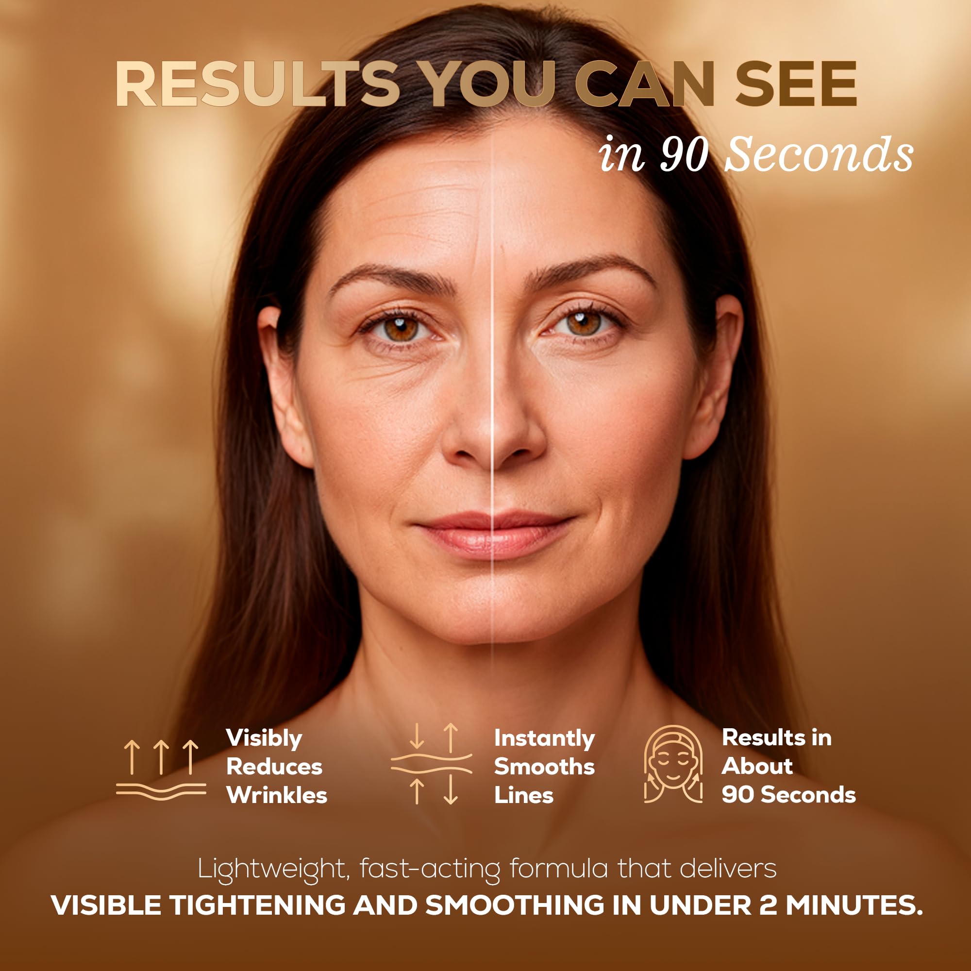 LiveGood Instant Youth eye area application showing temporary puffiness reduction.