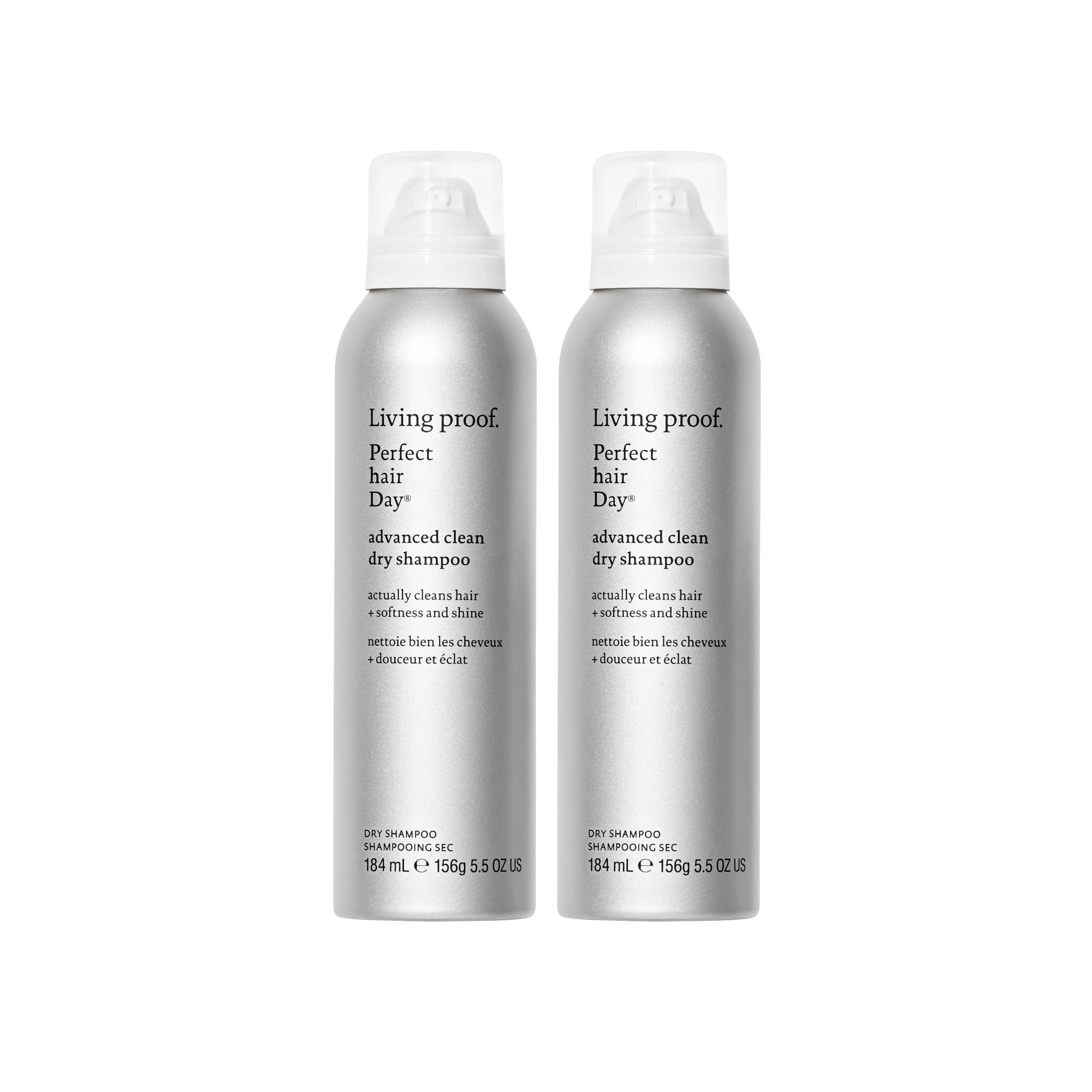 Living Proof Dry Shampoo bottle front view for quick refresh between washes.