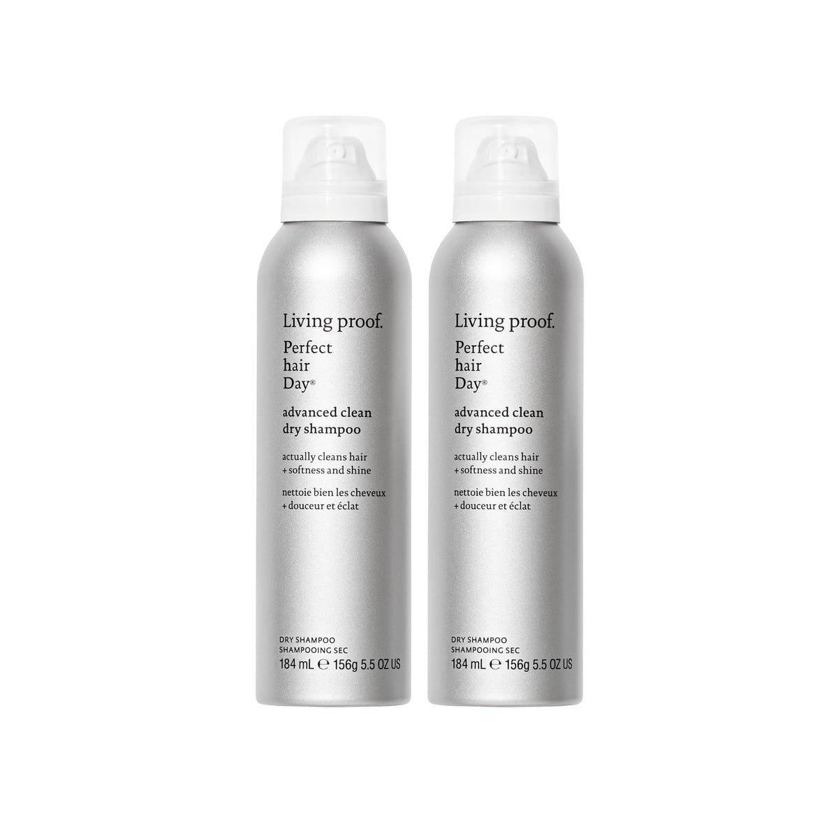 Living Proof Dry Shampoo bottle front view for quick refresh between washes.