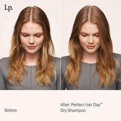Living Proof Dry Shampoo application showing hair cleanse effect and odor management.
