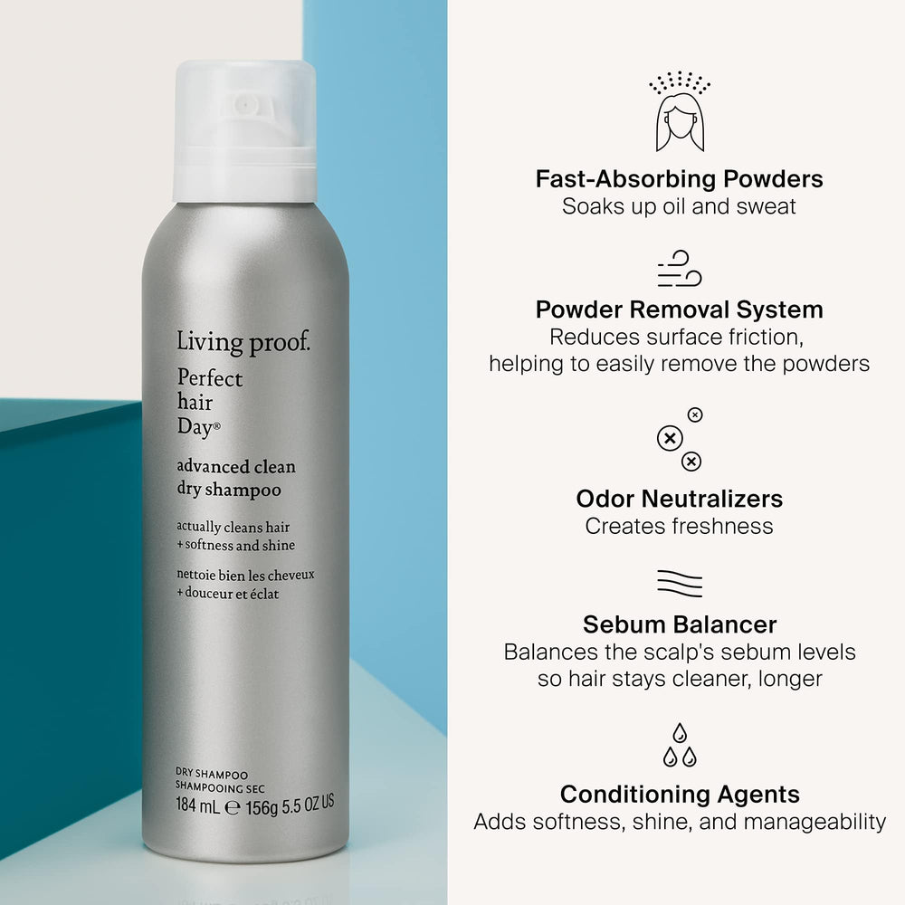 Living Proof Dry Shampoo duo-pack packaging highlighted for extended styling.
