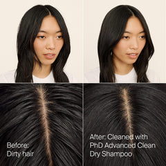 Living Proof Dry Shampoo spray dispense close-up showing easy application.