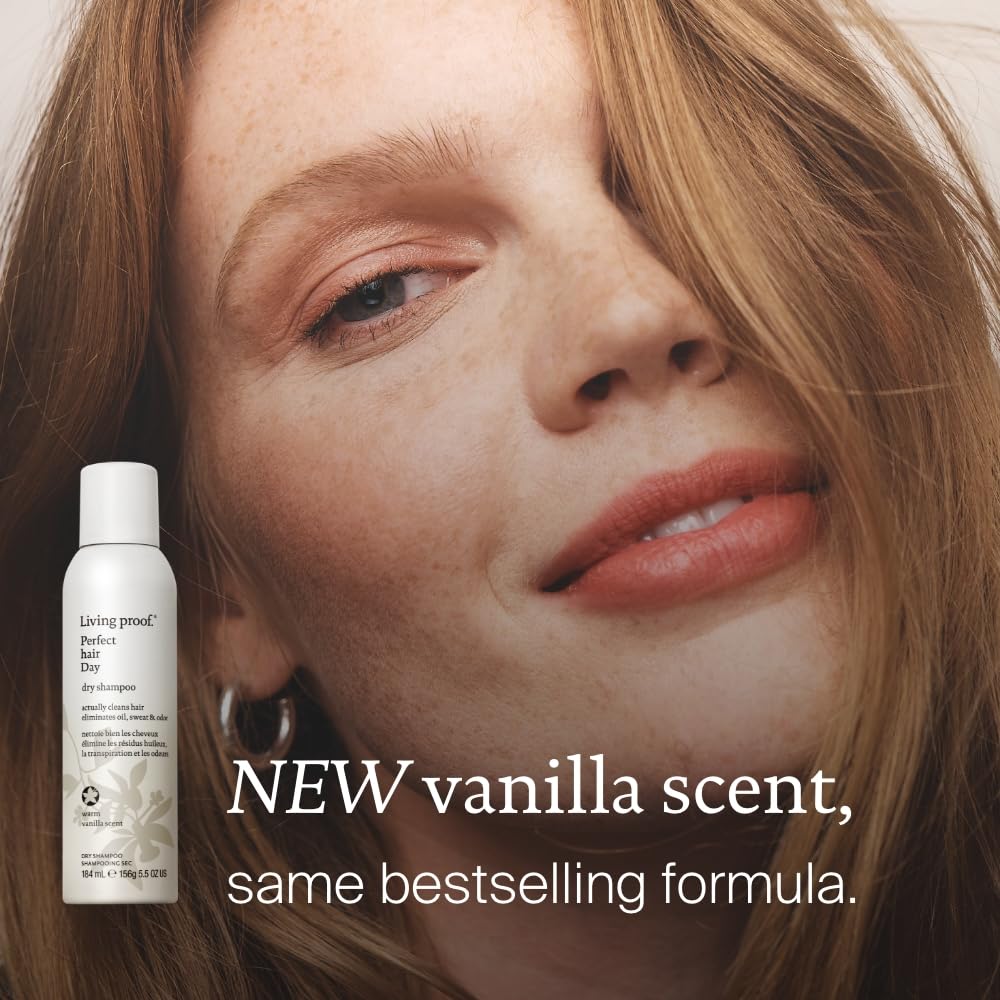 Applying Living Proof Dry Shampoo Vanilla for a quick water-free refresh
